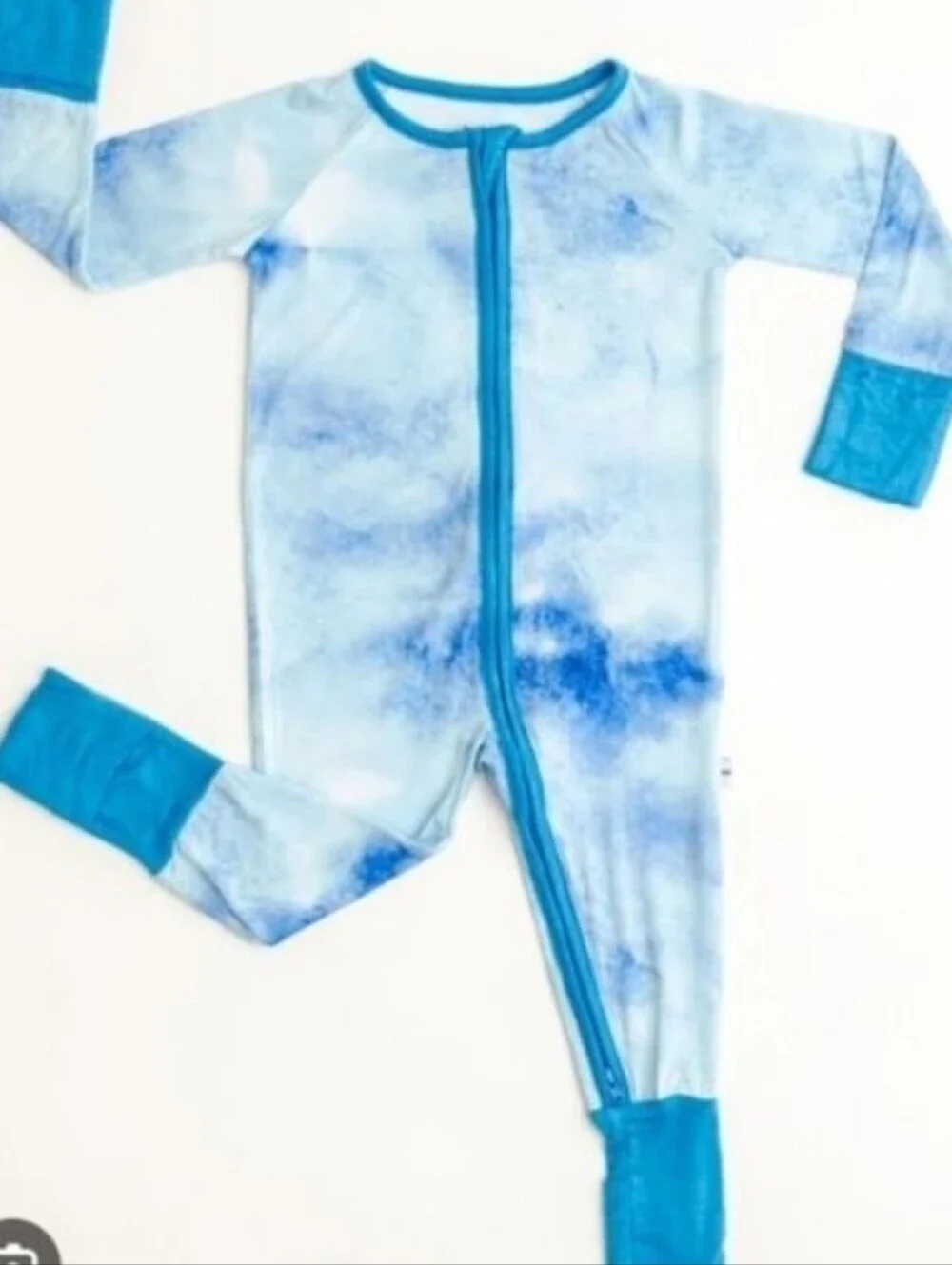 Little Sleepies Zippy Blue Watercolor Convertible Romper/Sleeper